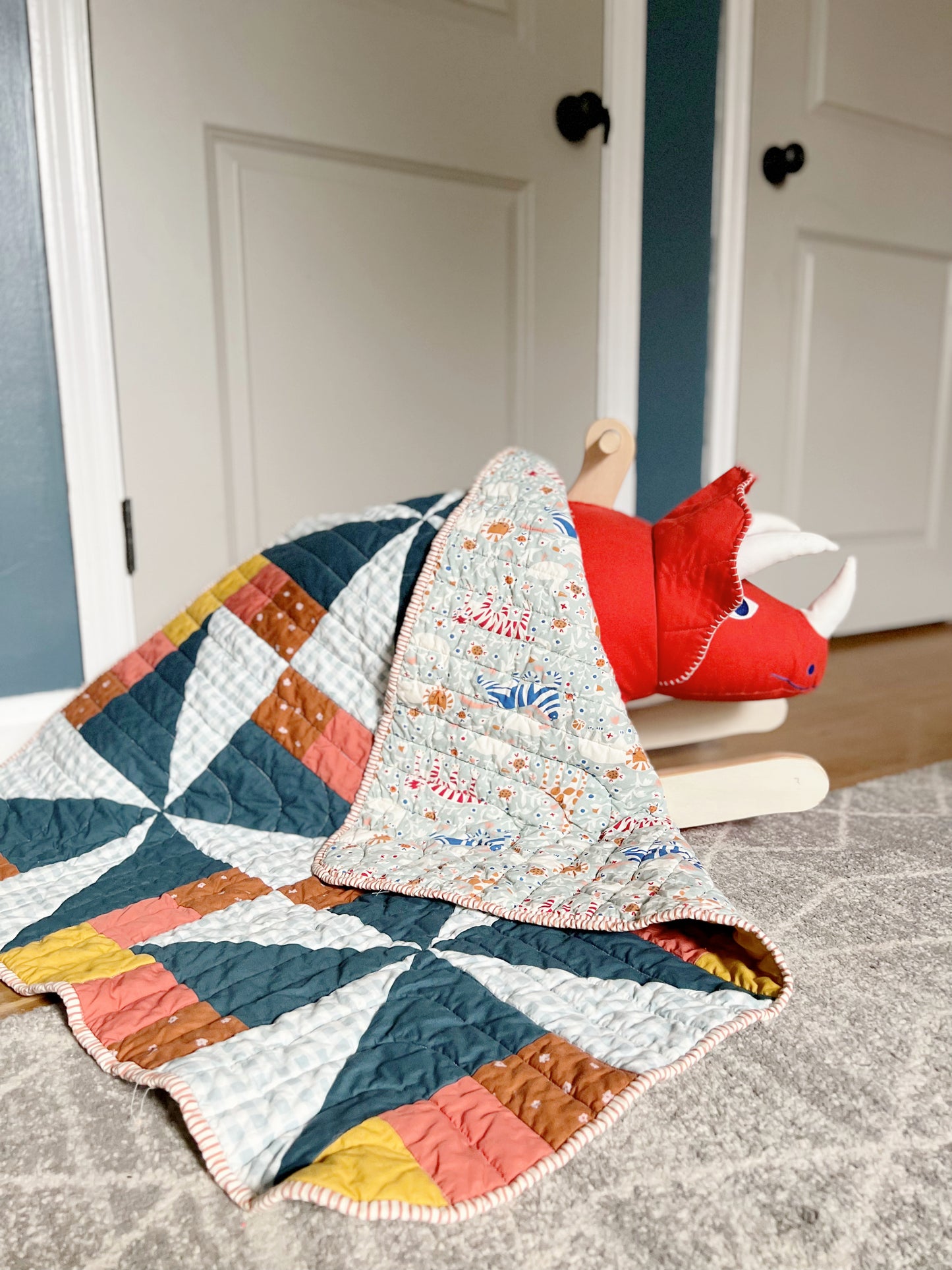 Spinwheel Quilt - Dusty Rainbow - Baby Size