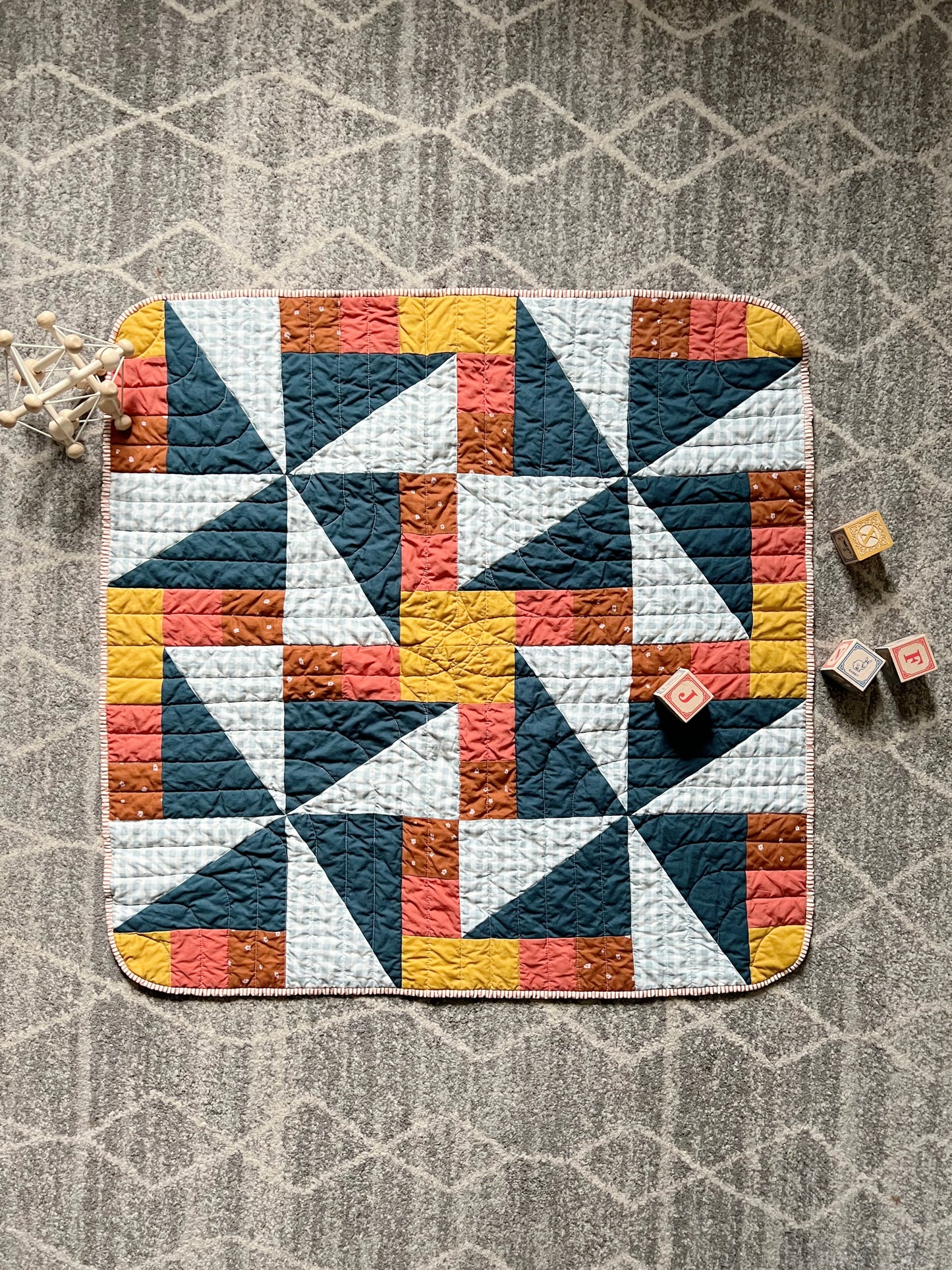 Spinwheel Quilt - Dusty Rainbow - Baby Size